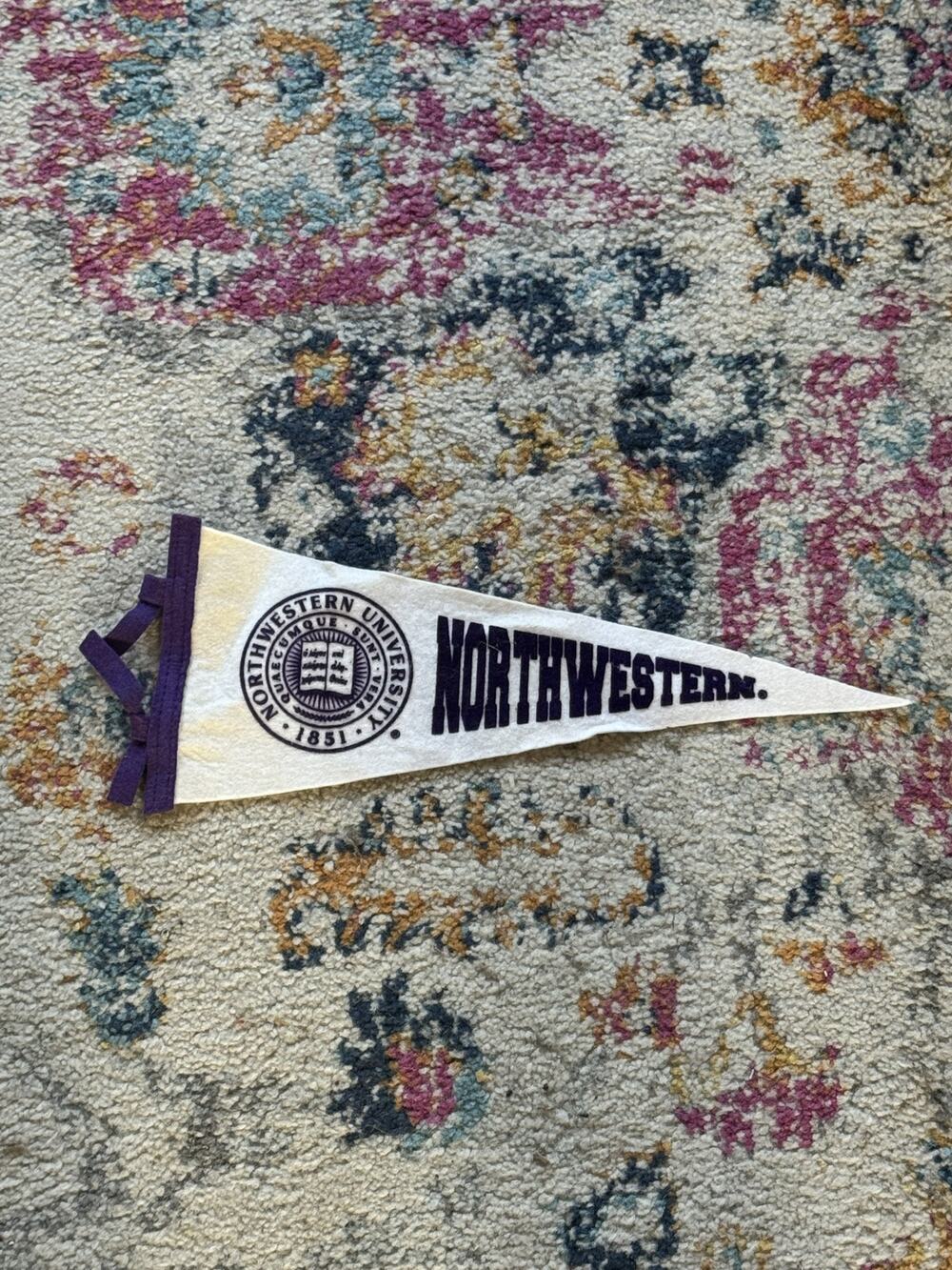 Vintage Northwestern University Felt Pennant Purple White College Banner